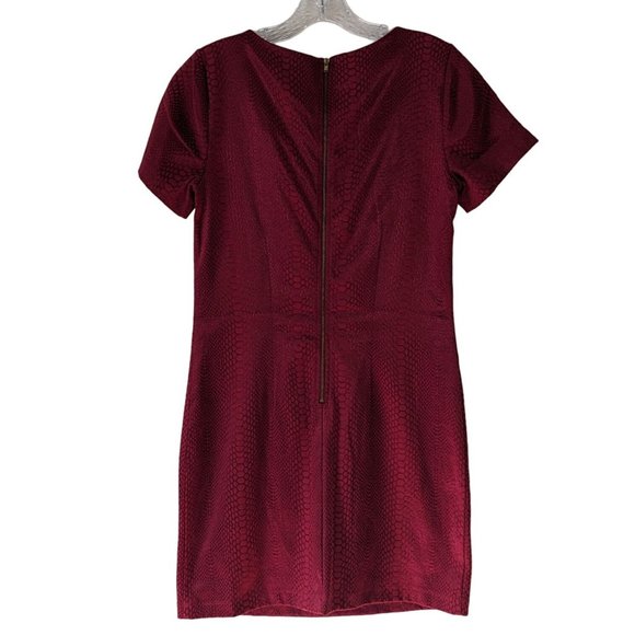 HALO short sleeve red snakeskin‎ beaded neckline sheath career Dress size M - Picture 7 of 11